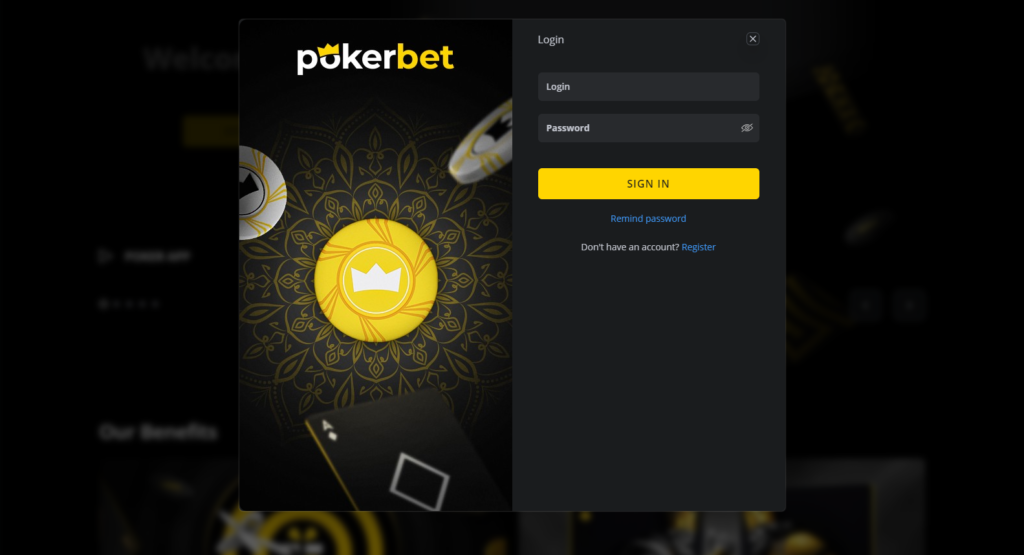 Pokerbet India sign-in form